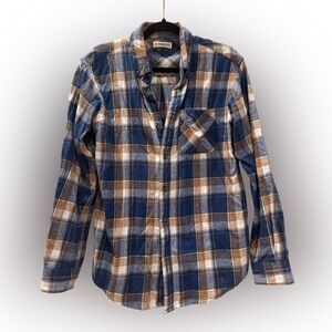 Magellan Outdoors | Blue & Brown Plaid Flannel Button-Up Shirt – Size S